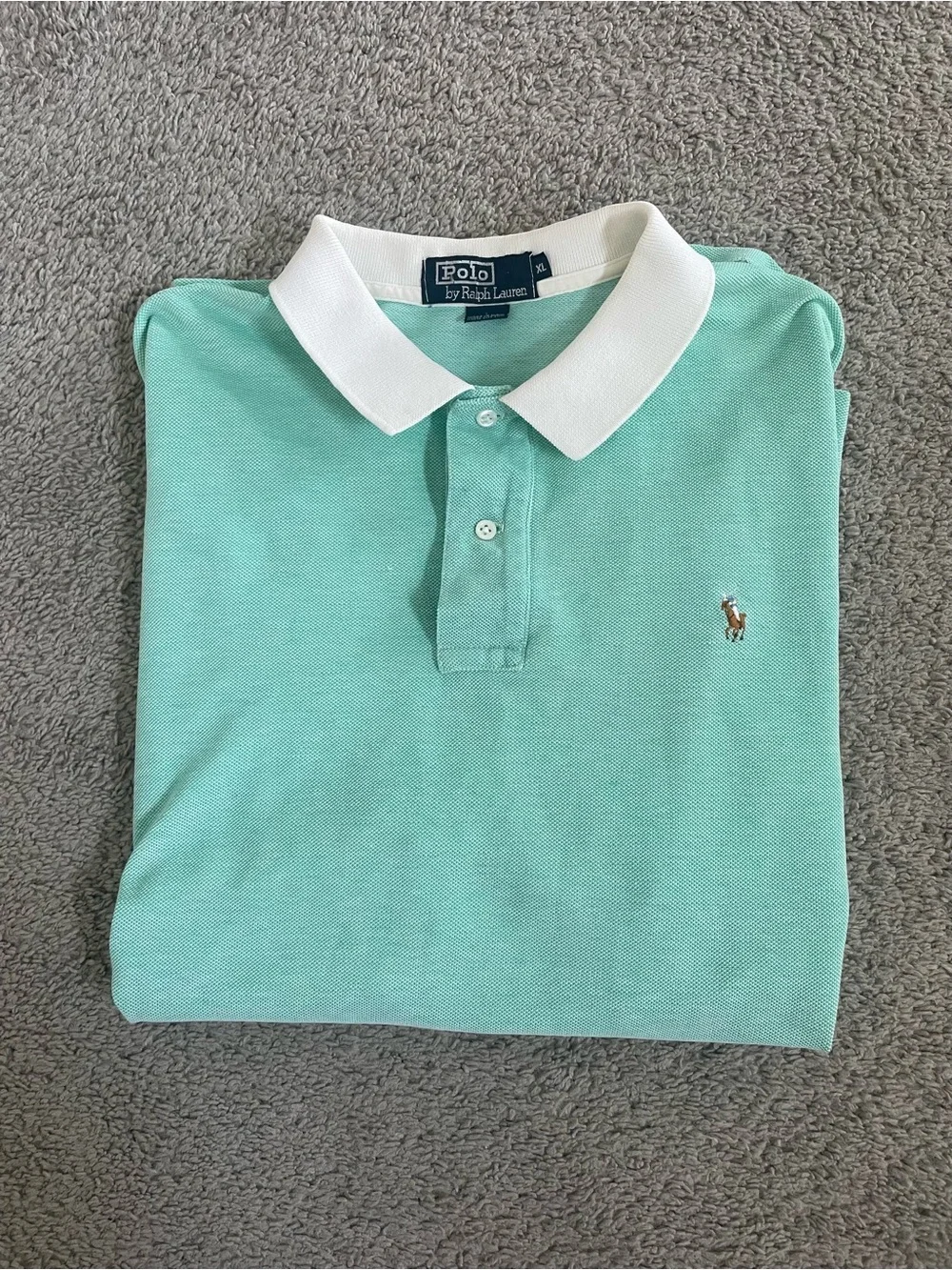 Vintage Polo by Ralph Lauren Made in USA Ringer Polo Shirt XL Mint Green